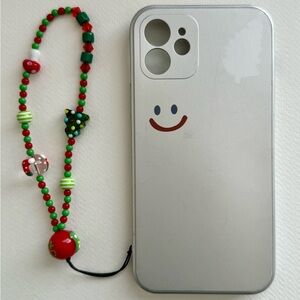 iPhone 12 Silver Phone Case with Beaded Charm